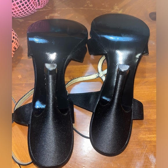 Nina Ricci Vierra Strappy Rhinestone Satin Heels, Black, Size 9M - Picture 8 of 9